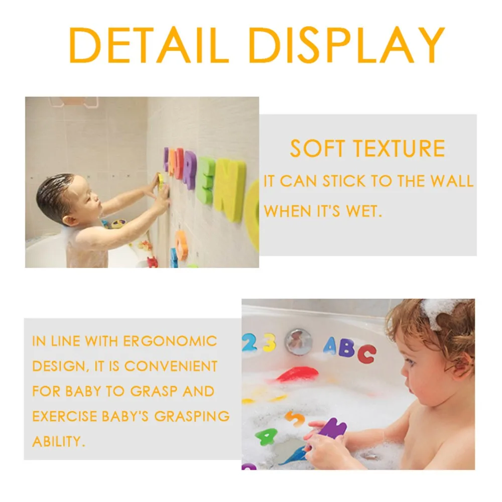 Детские 36 шт пенопластовые цифры буквы карты игрушки для ванной алфавит палка на