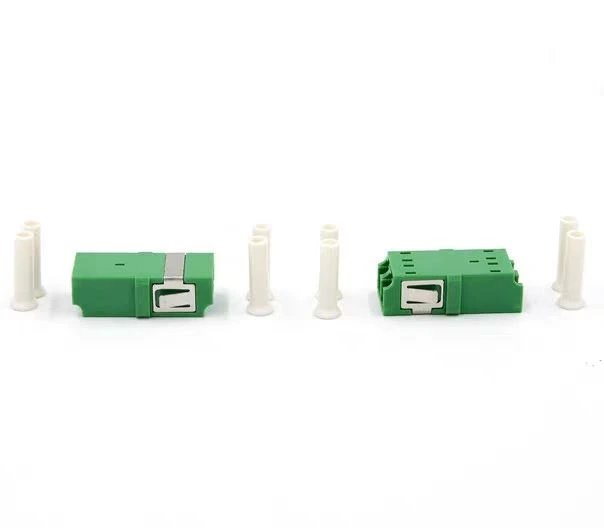 100pcs LC APC duplex Single mode flangeless fiber optic adapter green LC ftth coupler DX without flange  free shipping IL<0.2dB