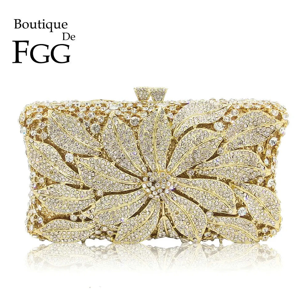 Женский клатч с кристаллами Boutique De FGG вечерний металлический жесткий чехол