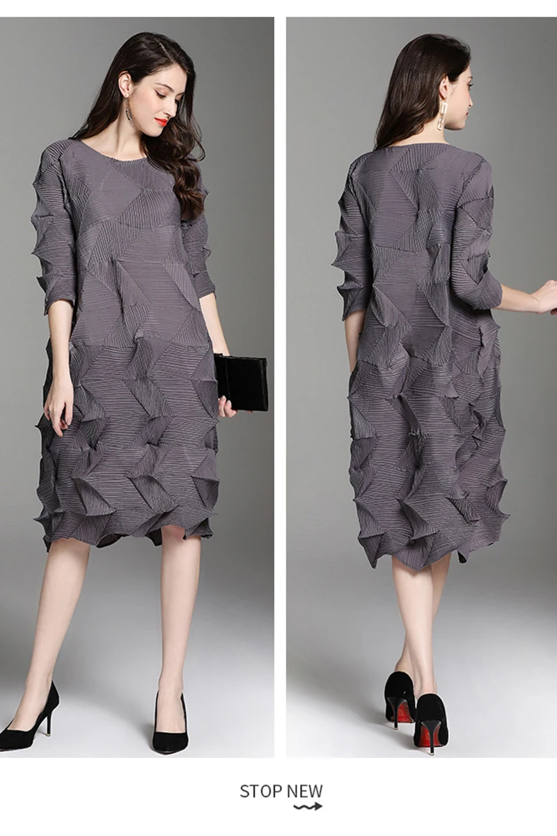 

Fashion Women's 2021 Summer New Half-sleeved Polyester Irregular Pleated Loose Women's Dress Plus Size Women's Clothing