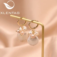 xlentag 100 natural fresh water white pearl drop earrings for women girl wedding birthday gift boucles d oreille femme ge0887