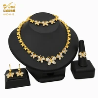 butterfly african jewelry dubai nigerian jewellery set crystal 24k gold plated wedding necklac bracelet earring set xoxo design