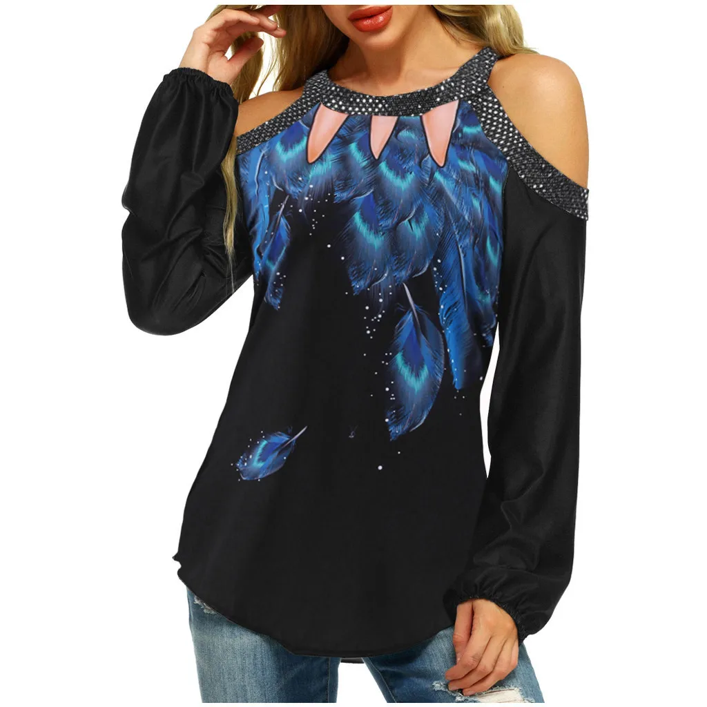 Футболка с круглым вырезом женская одежда длинным рукавом футболка открытыми