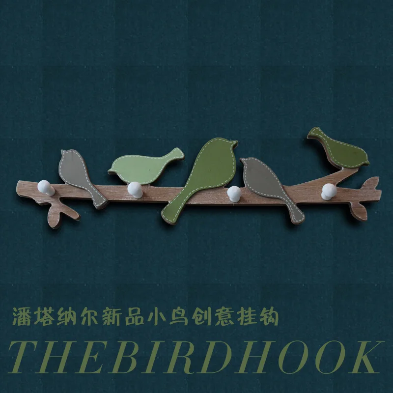 

Creative Pastoral Fresh Log Bird Hook Clothes Hook Home Bedroom Door Back Wall Decoration Drawer Storage Box Drawer Organizer