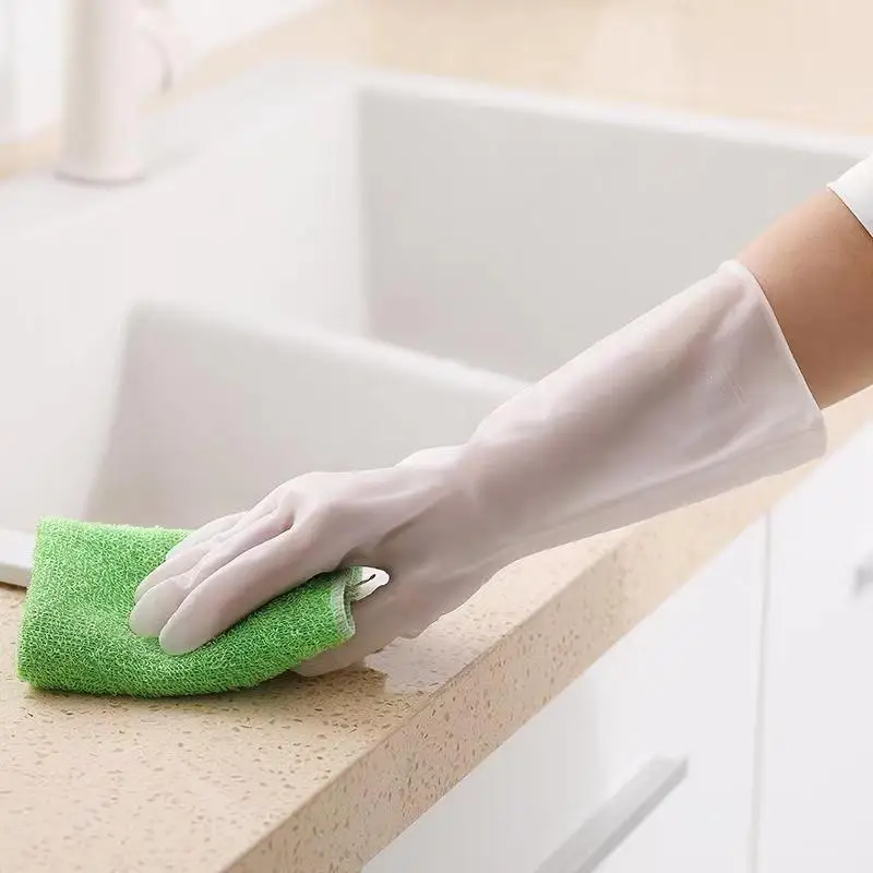 

1/2/5 Pair Waterproof Rubber Dishwashing Gloves Kitchen Cleaning Housework Gloves