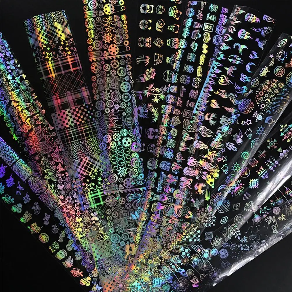 4*100cm/Roll new Holographic Nail Foil Flame Dandelion Art Transfer Sticker Water Slide Decals | Красота и здоровье