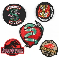 cartoon snake and dinosaur ironing embroidered patch stickers for on diy punk clothes jacket patch biker patch badge decor