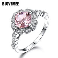 925 silver nano morganite rings for women engagement party rose gold color zircon pink fashion wedding matching fine jewelry
