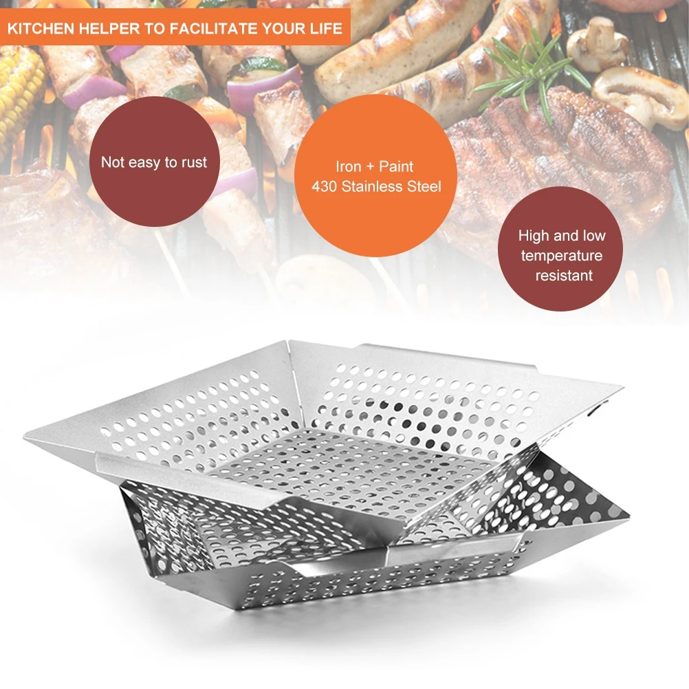 1 Набор корзина на гриле из нержавеющей стали квадратная для барбекю