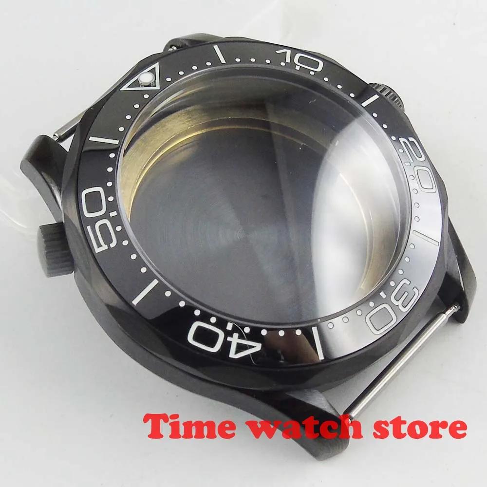 Полированное черное сапфировое стекло из нержавеющей стали PVD 41 мм подходит для