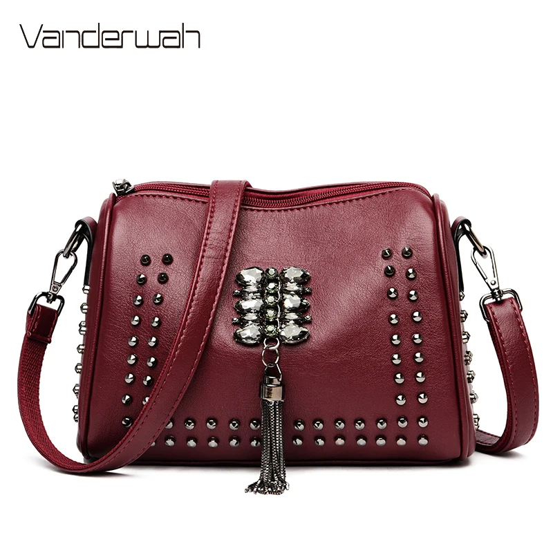 Сумочки с кисточкой и сумочки сумка на плечо модные сумки заклепками шопперы для