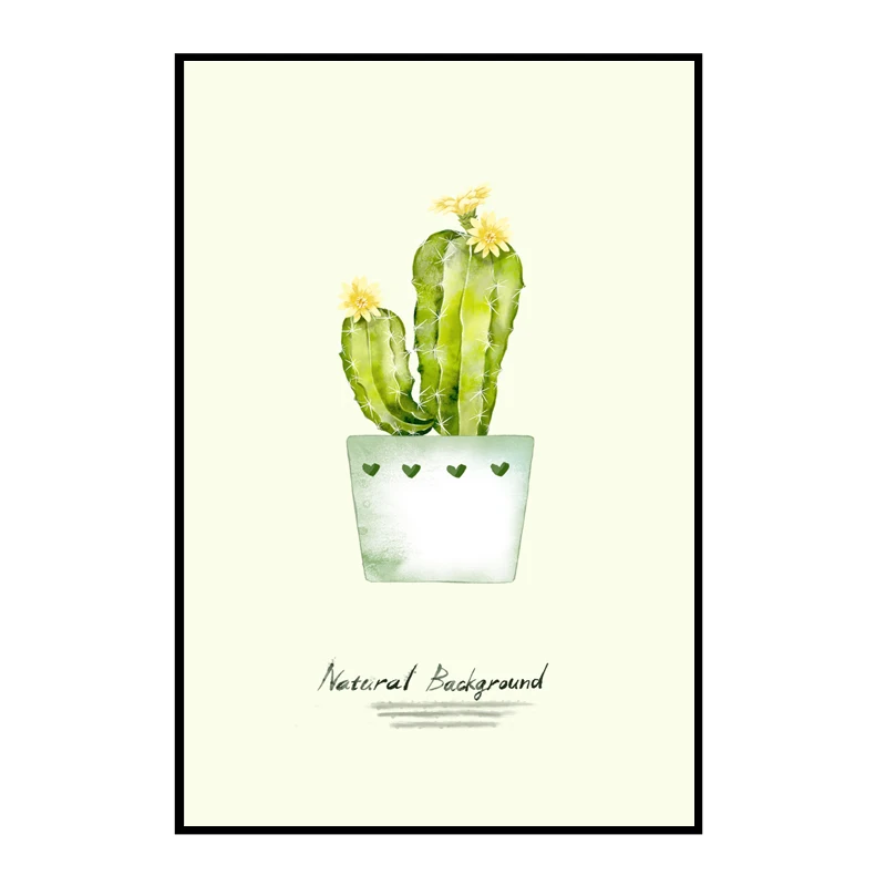Скандинавский стиль зеленый Растительный кактус постер в горшках