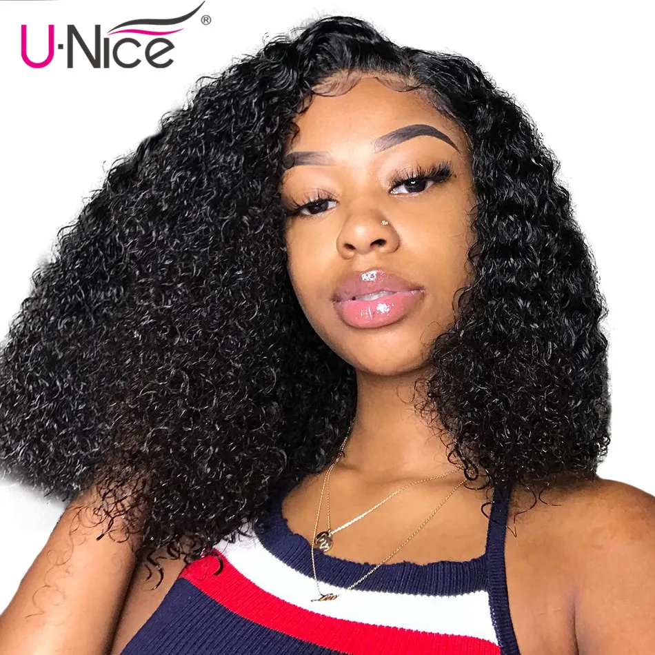 

Unice Hair Curly Bob Lace Front Human Hair Wigs With Baby Hair Indian Curly Hair 13x4 Lace Frontal Wigs Short Bob Jerry Curly