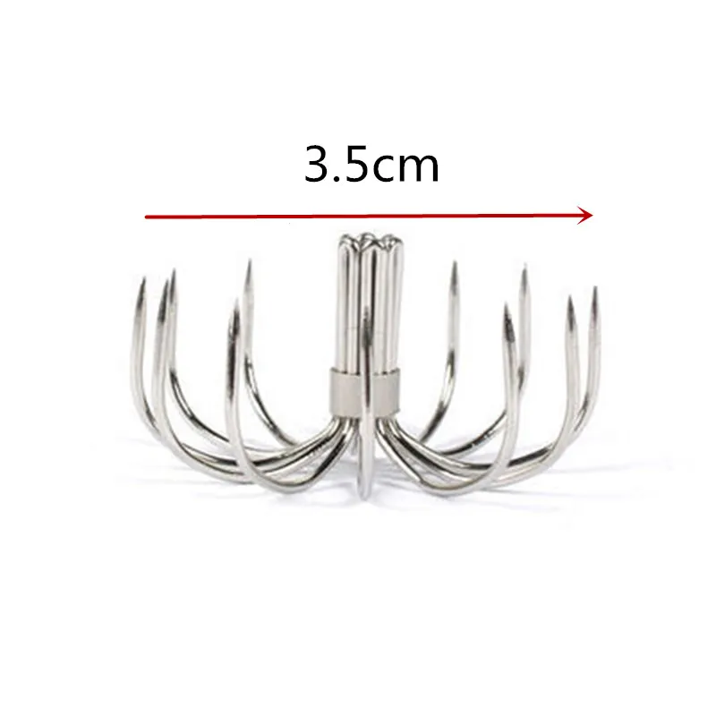 10PCS 12 Needle Stainless Steel Squid Umbrella Hook Lifelike Squid Beating Ocean Barbed Umbrella Fishing Hook Fishing Tackle