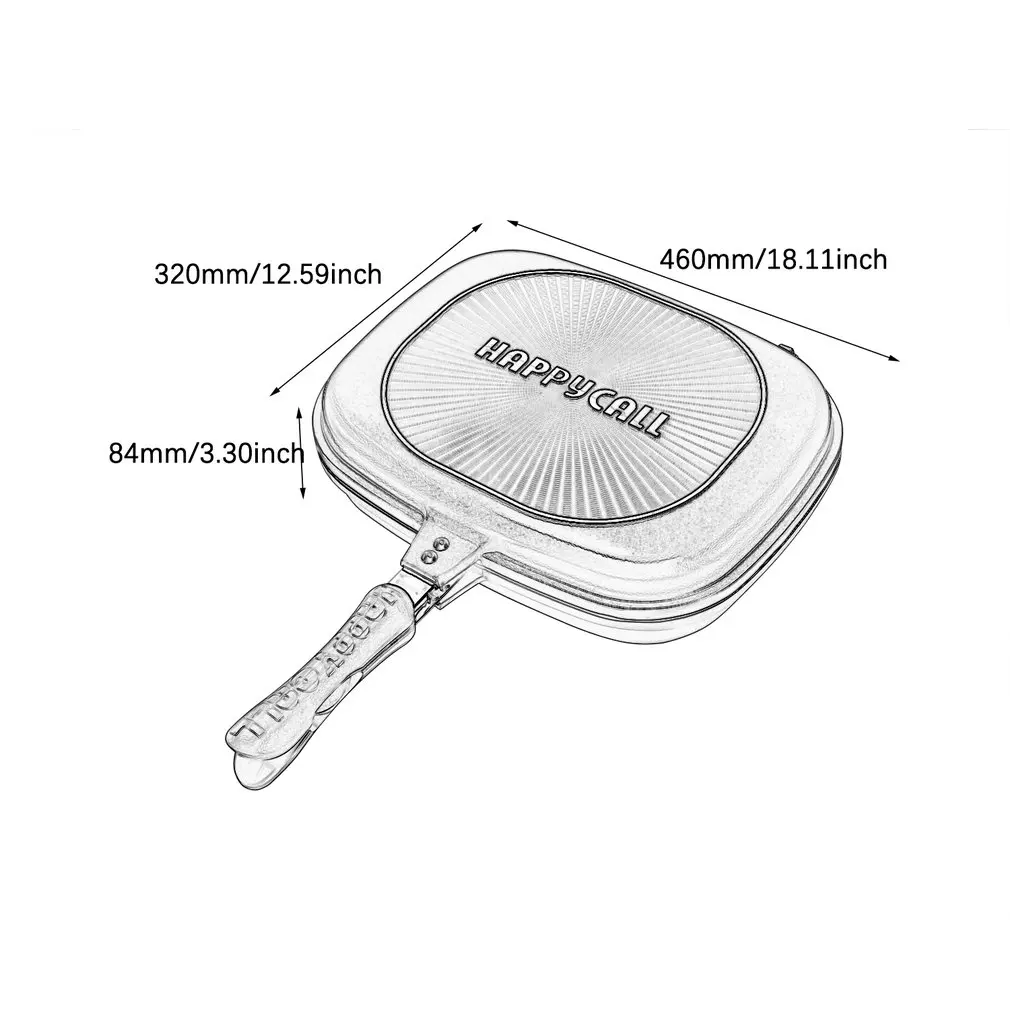 

32CM Double Side Grill Frying Pan Non-Stick Barbecue Cooking Tool Home DIY Grill Pan Pancake Pan Rectangular Pancake Maker