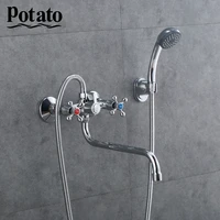 potato bathroom shower faucet economic zinc trough bathtub sprayer double control bath mixer with shower head p2465
