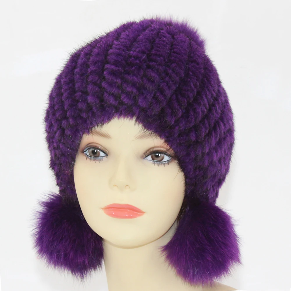 Лидер продаж зимние вязаные настоящие норковые меховые Кепки прекрасная Женская