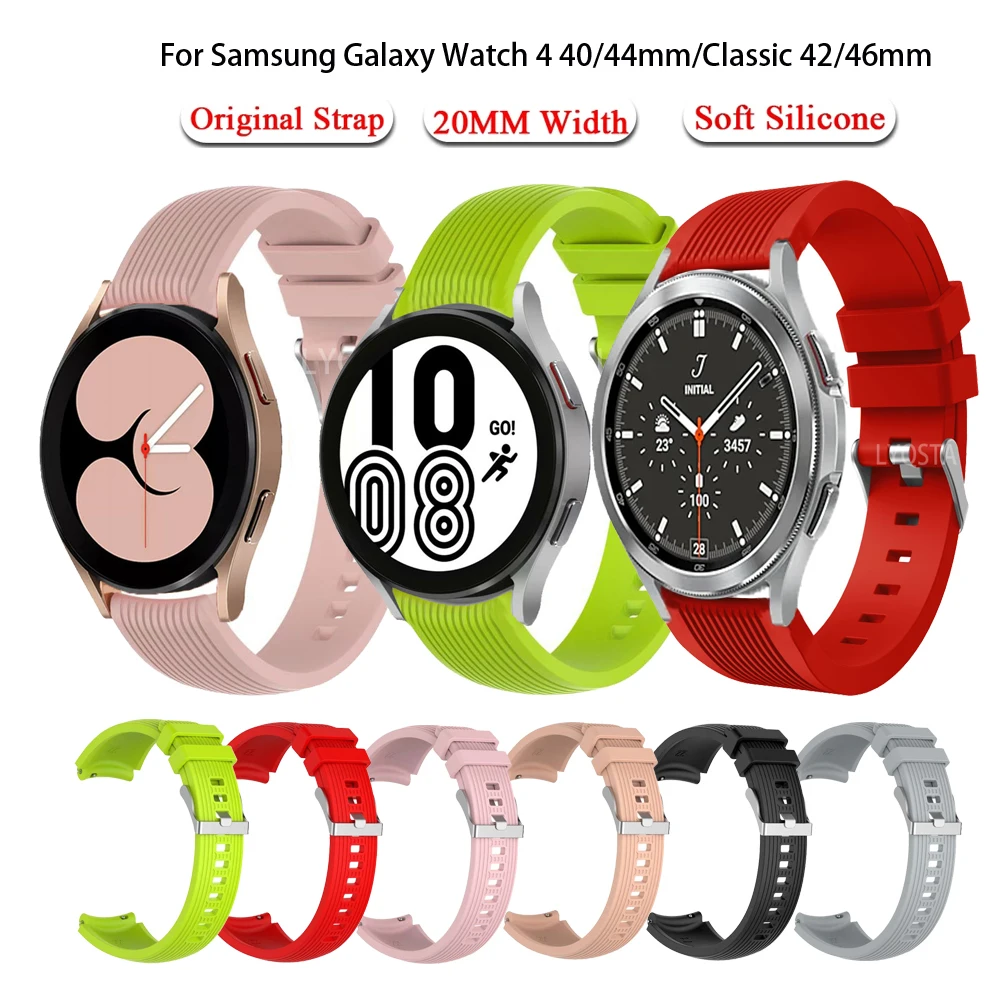 

Silicone Strap For Samsung Galaxy Watch 4 40 44mm/4 Classic 42mm 46m 20mm Bracelet Quickly Install Replacement Sports Waterproof