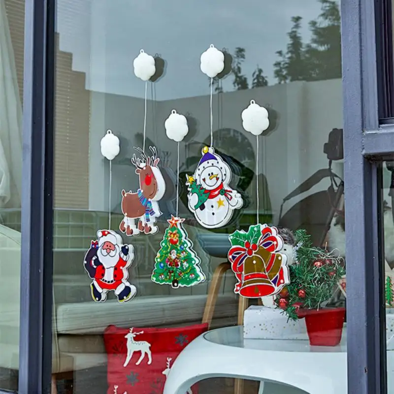 

Christmas LED Window Decoration Lights Santa Elk Night Light Christmas Tree Suction Cup Chandelier Home Christmas Accessories
