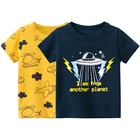 Коллекция 2022 года, летняя футболка для мальчиков, футболка с принтом космический самолет детские топы, футболки с короткими рукавами, одежда для малышей с героями мультфильмов От 2 до 10 лет, Прямая поставка