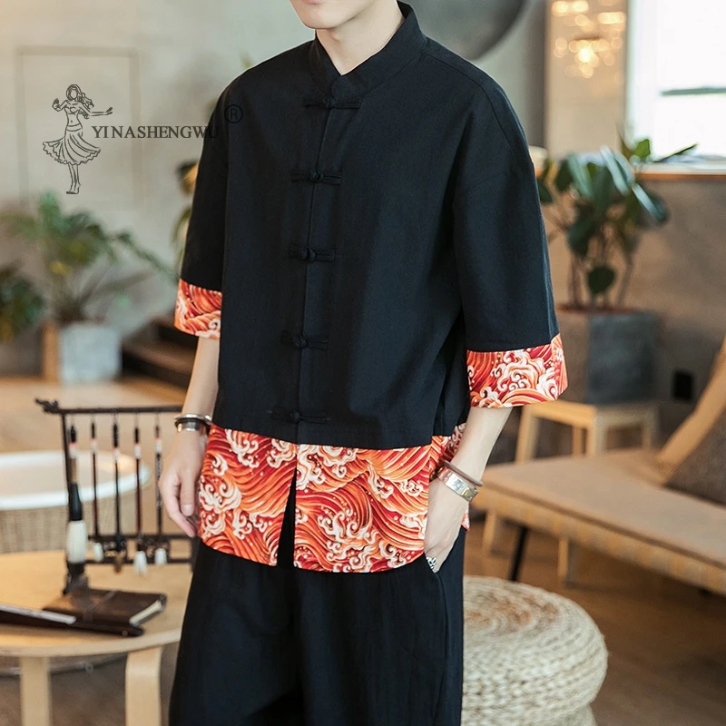 

New Men Japanese Kimono Yukata Coat Haori Cardigan Traditional Costume Print Samurai Crane Harajuku Style Japan Asian Chinese