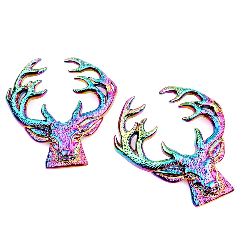 

10pcs Alloy Rainbow Color Deer head Pendants Charms Elk Antlers Necklace Pendant DIY Accessories Necklace Jewelry
