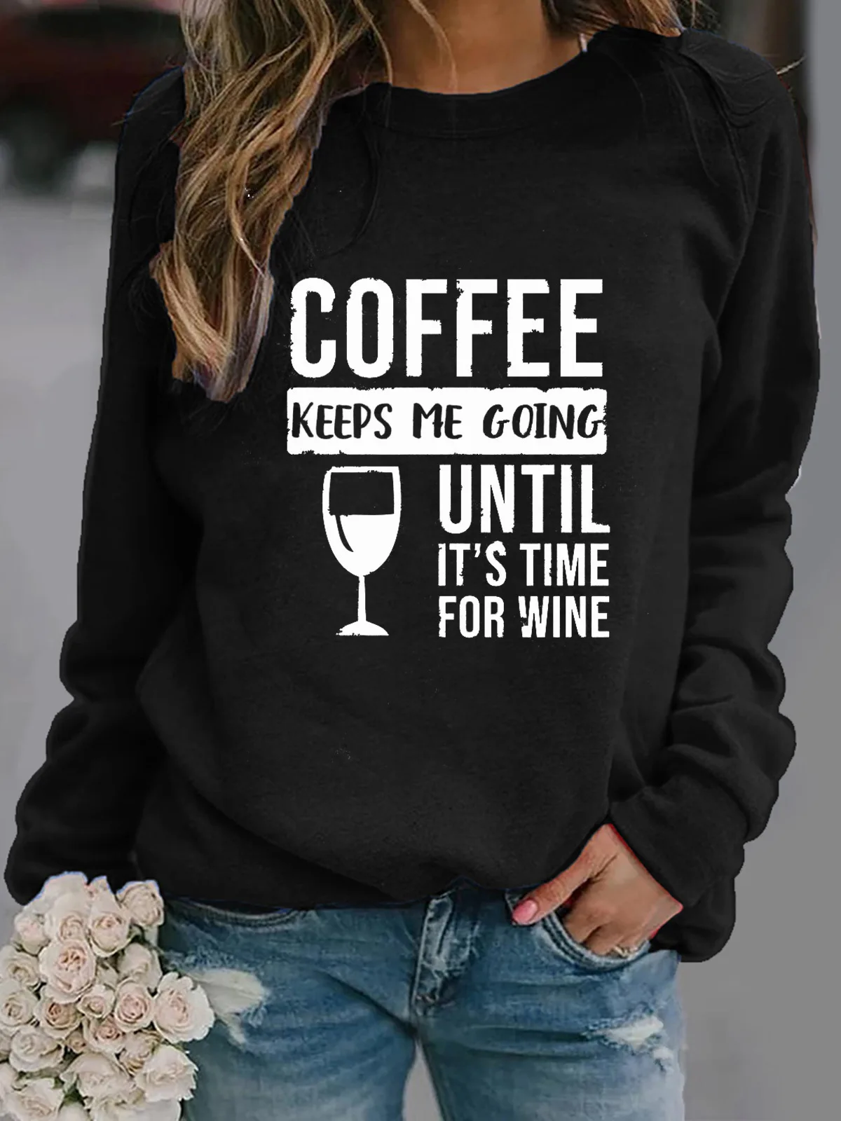 Women Hoodie Coffee Keep Me Going Letter Printed Hoodies Women Fleece Long Sleeve O Neck Loose Sweatshirt Girls Pullovers Winter