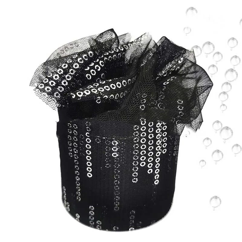 

1roll 25 yards Glitter Sequin Embroidery Bubble Yarn Organza Lace Ribbons DIY Craft Clothes Dress Sewing Material