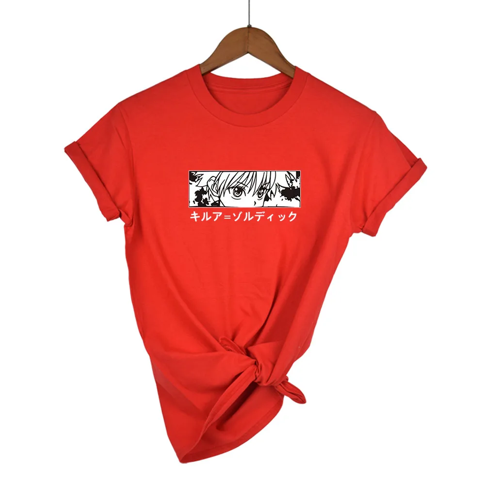 Hunter X Аниме женские футболки топы Killua Zoldyck Devil Eye Teeshirt Топы с коротким рукавом