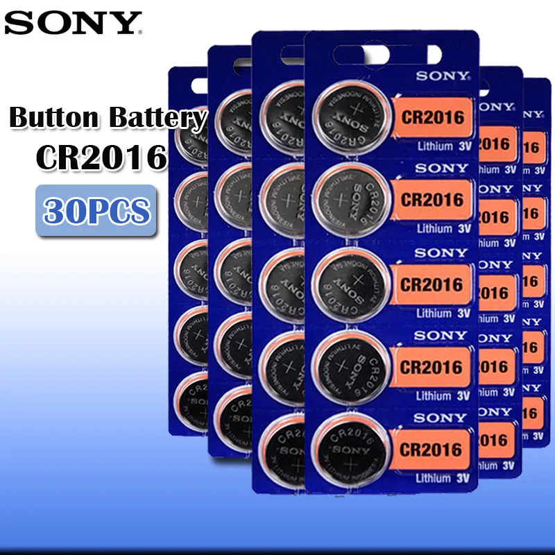 30 шт./лот sony CR2016 3V оригинальная литиевая батарея для ключей автомобиля часы дистанционного управления игрушка ECR2016 GPCR2016 Кнопка батарея