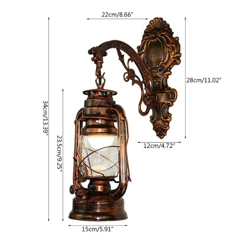 

Vintage LED Wall Lamp Barn Lantern Retro Kerosene Wall Light European Antique Style