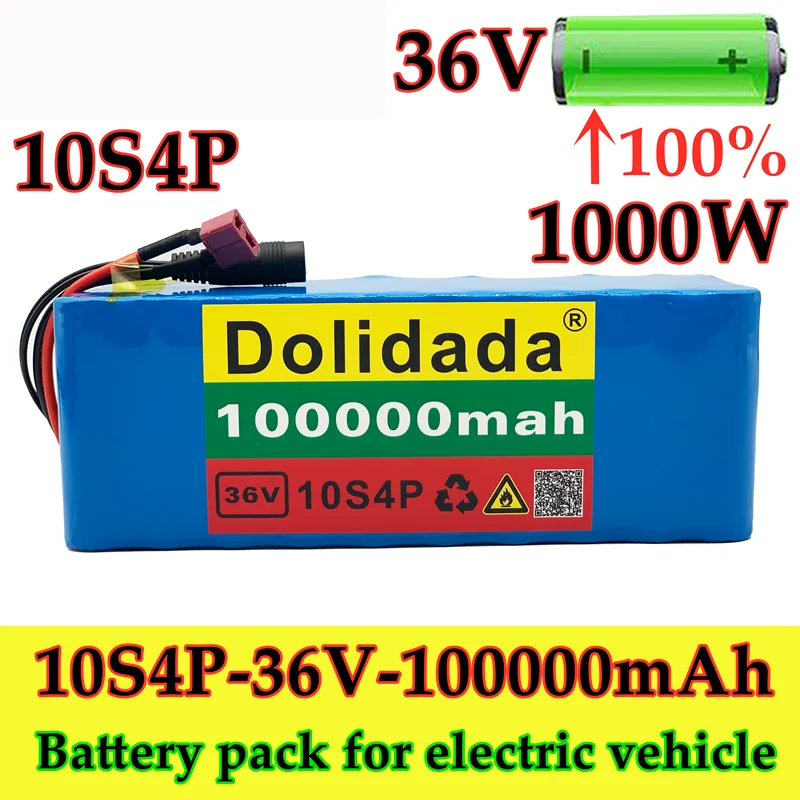 

2021 new 36V 10s4p 10000mah 1000W large capacity 42V 18650 lithium battery pack electric bicycle scooter with BMS t plug
