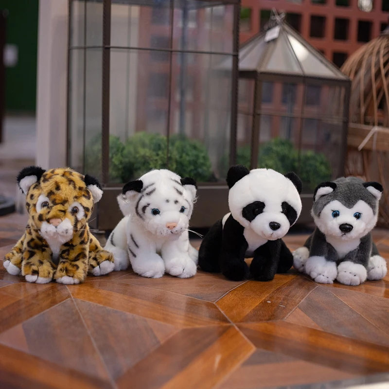

20cm Simulation Lion Leopard Panda Husky Plush Toys Home Decor Stuffed Animals Dolls Soft Real Like Pillow for Kids Boys Gift