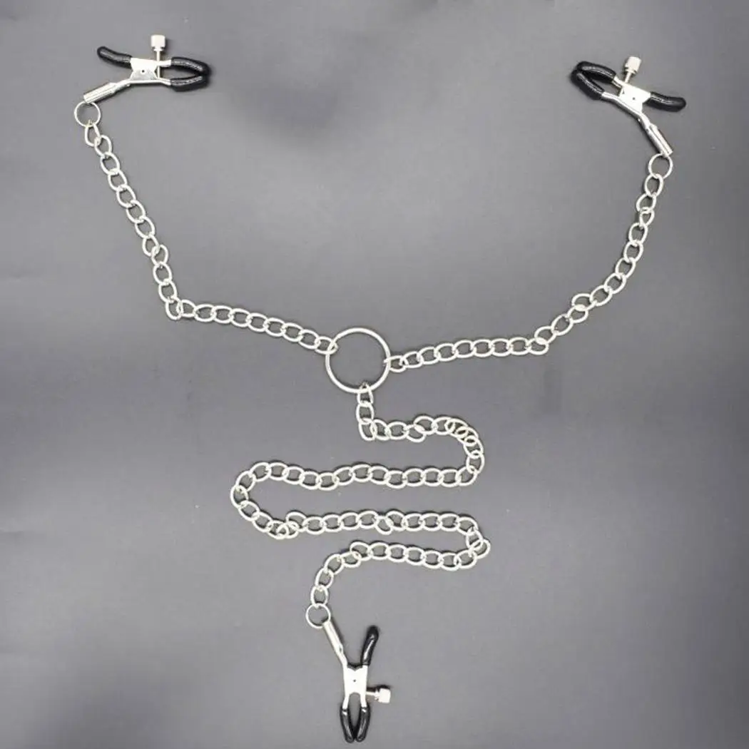 Металлическая цепь зажимы для сосков обмотки бедра ремни с Зажим клитора ролевые