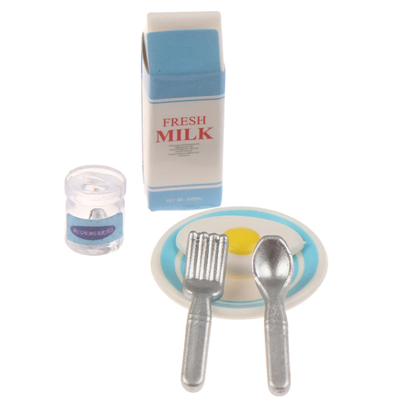 

6Pcs Dollhouse Miniature eggs and milk Toys Doll Food Kitchen Accessories
