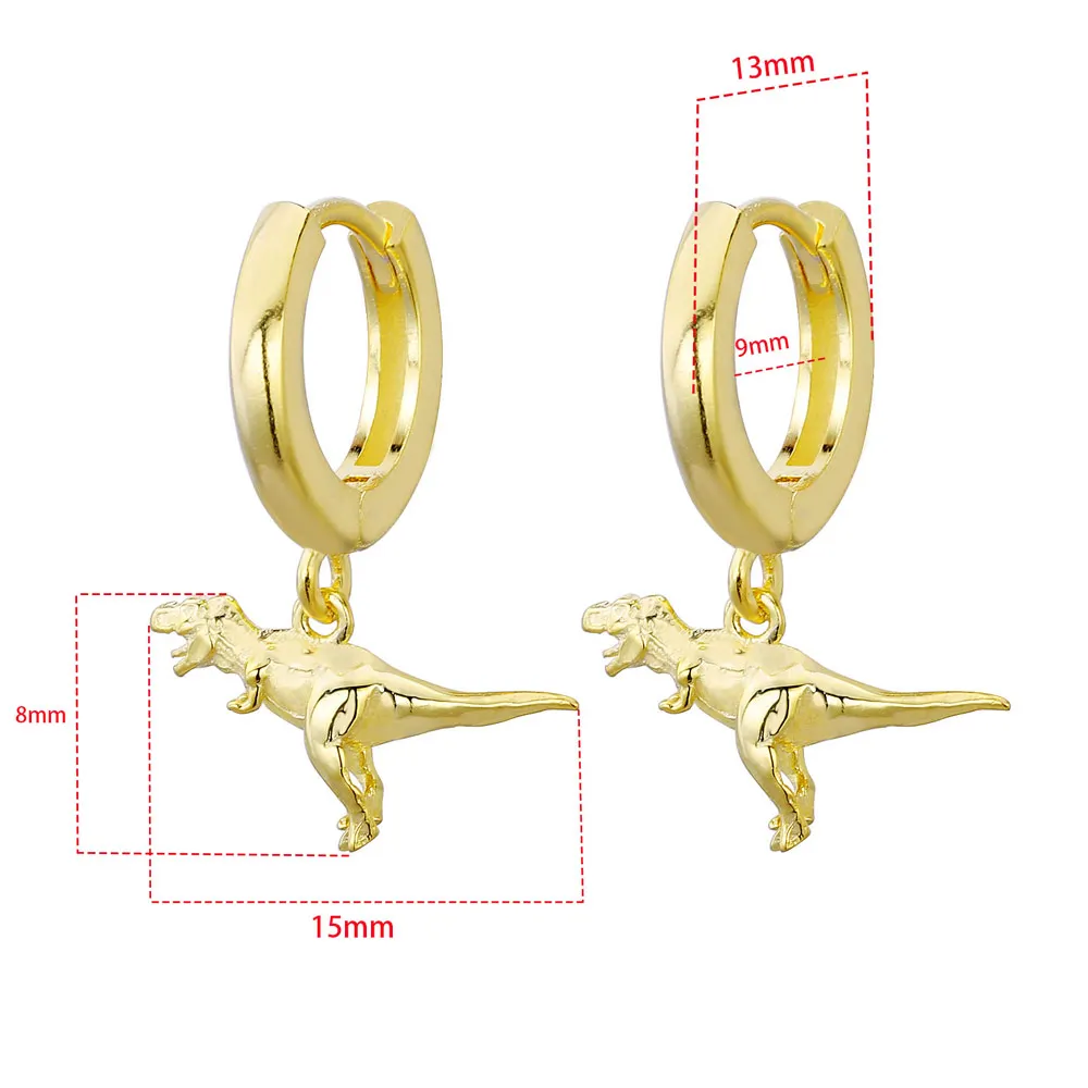 

SHADOWHUNTERS Ladys 925 Sterling Silver Dinosaur Drop Earrings For Women Gift Lovely Animal Pendant Hoop Earrings Jewelry S925