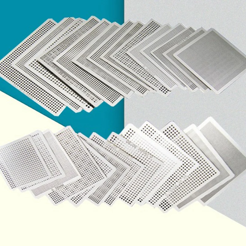

27 Pcs Steel Mesh Laptop Chip Flux BGA Reballing Stencil Template Kit with Universal Reball Station