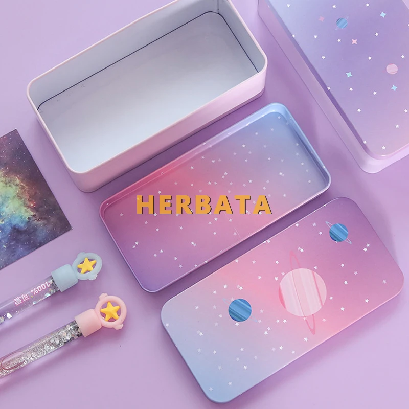 Квадратный железный жестяной пенал чехол для карандашей высококачественный