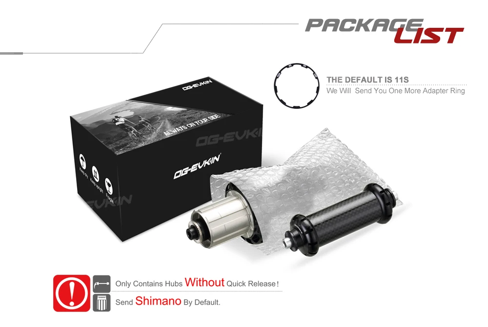 OG-EVKIN x Powerway R36 Super Light Road Bike Hubs Carbon Straight Pull Hub V-Brake Front/Rear 20/24H For Bicycle Hubs 10s/11s