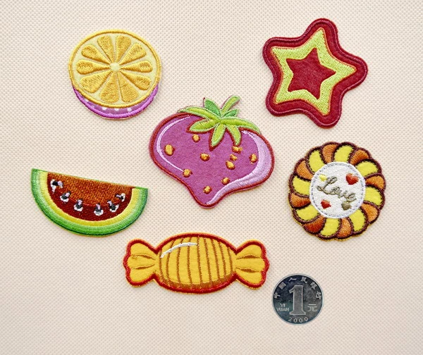 

Lovely fruit candy biscuit strawberry watermelon orange embroidered cloth stick foreign trade original single clothing ironing p