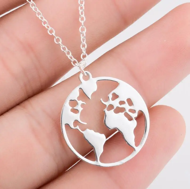 

Fashion Volleyball Necklace Women Men World Map Pendant Sports Jewelry Gift Punk Retro Planet Wave Necklace Best Gift pendientes