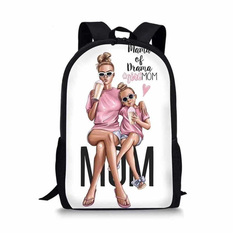 

INJERSDESIGNS Women Backpack For Men Super Dad Mom Kids Printing Backpacks Teenager School Bags Children travel Fashion Mochila