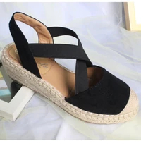 women shoes suede wedges high ankle sandals round toe casual shoes high slope round head sandals zandalias de verano mujer