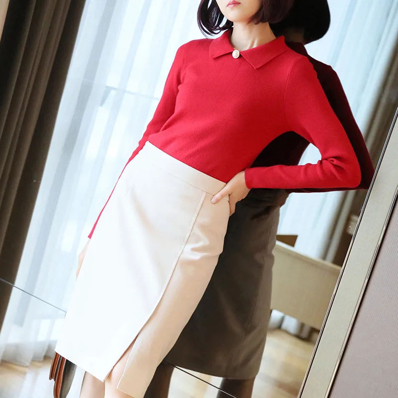 

Autumn and winter doll collar bottoming loose sweater Ms. cultivating long-sleeved pullover 2019 autumn new women
