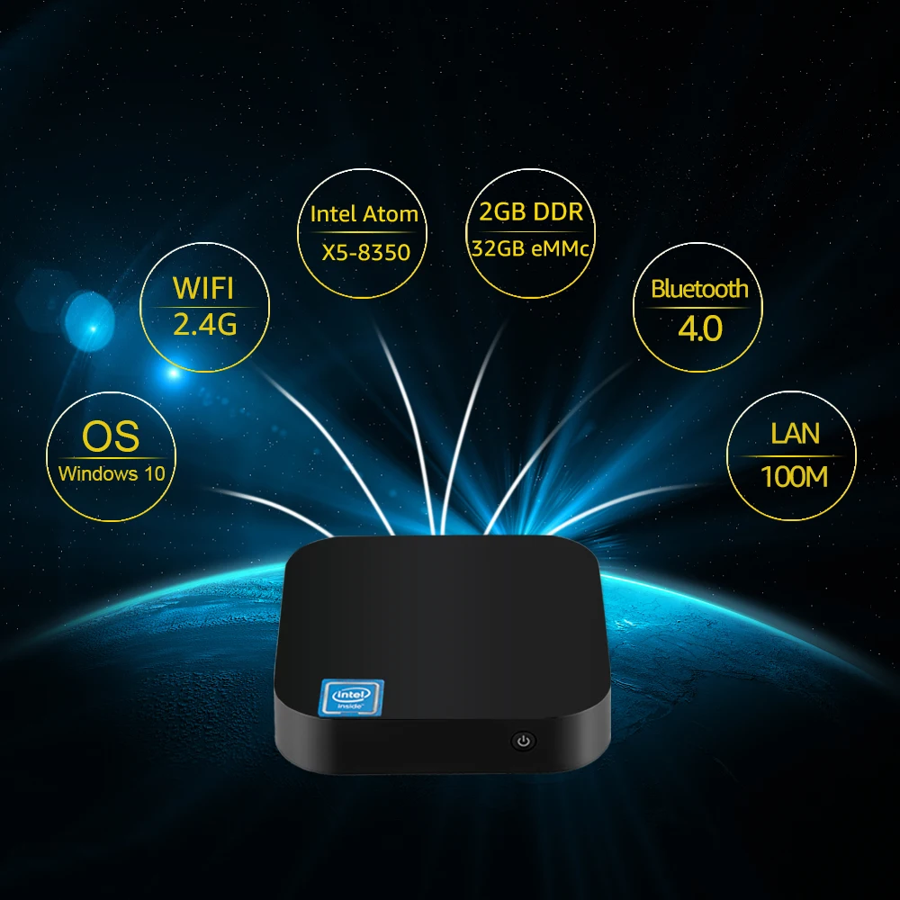 Мини-компьютер T8U Windows 10 4K Intel X5-Z8350 4 ГБ 64 USB 3 0 двойной Wi-Fi BT4.0 RJ45 1000 м LAN WIN10