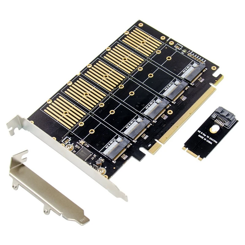 Плата расширения Pcie Gen3 X16 на 5 портов M.2 NGFF B-Key SATA 6 Гбит/с 3 0 5X SSD с кабелем |
