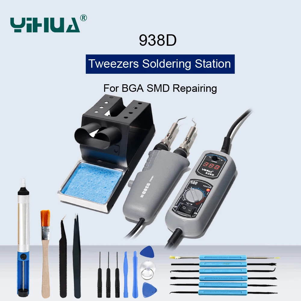 Портативный Пинцет YIHUA 938D мини-паяльная станция для BGA SMD Ремонтный пинцет |