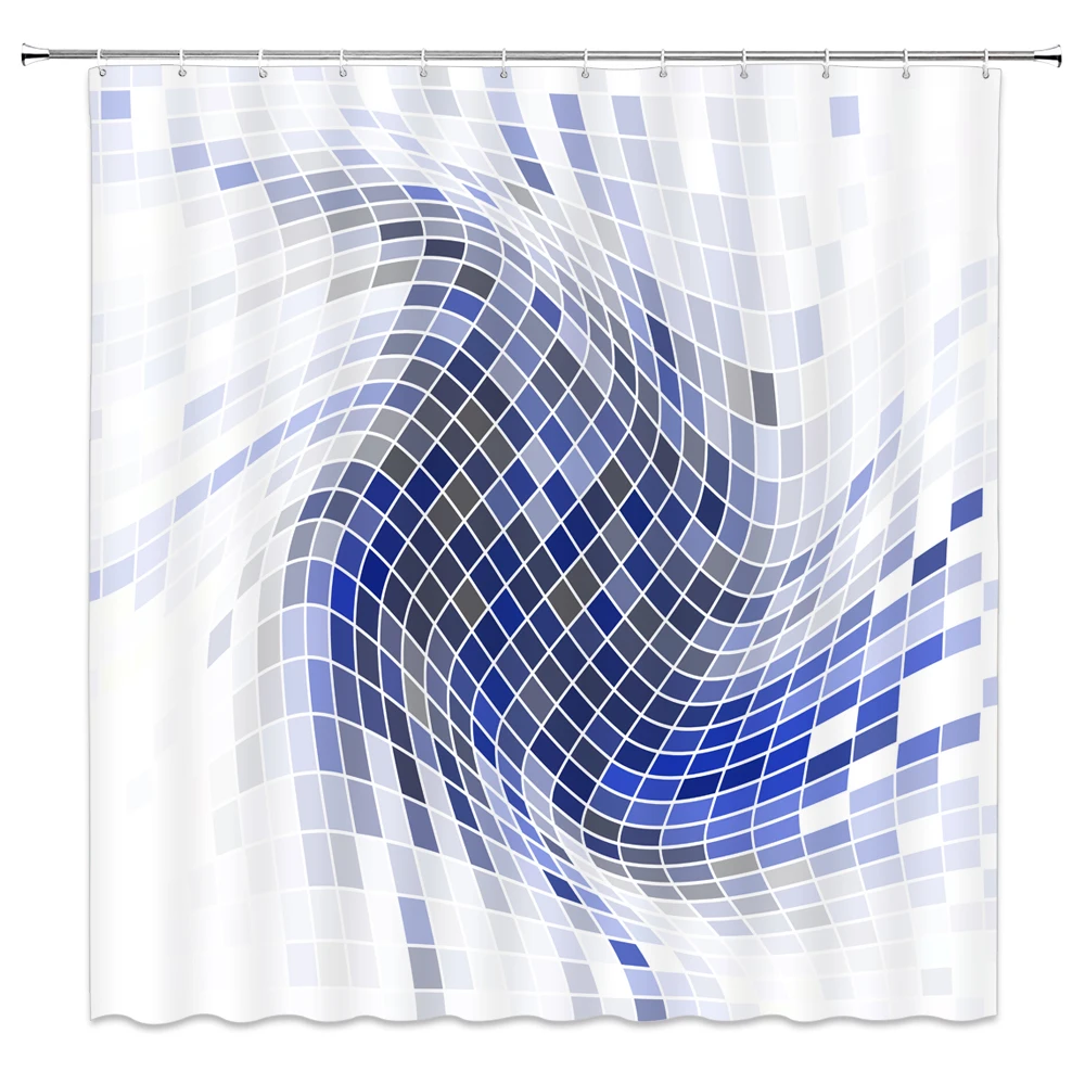 

Waterproof Colorful Shower Curtain Color Gradient Print Striped Bath for Bathroom Bathtub Bathing Cover Large Wide 12pcs Hook