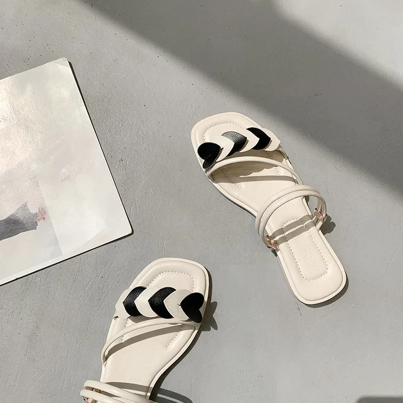 

Shoes Ladies' Slippers Slipers Women Luxury Slides 2021 Summer Soft Designer Flat Rubber Scandals Rome PU Basic Shoes Woman 2021