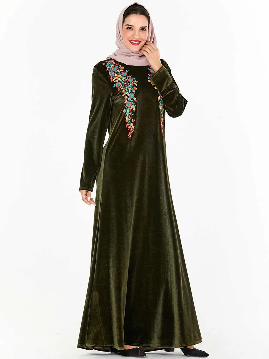 Зимняя бархатная абайя арабское мусульманское хиджаб кафтан марокканская Tesettur